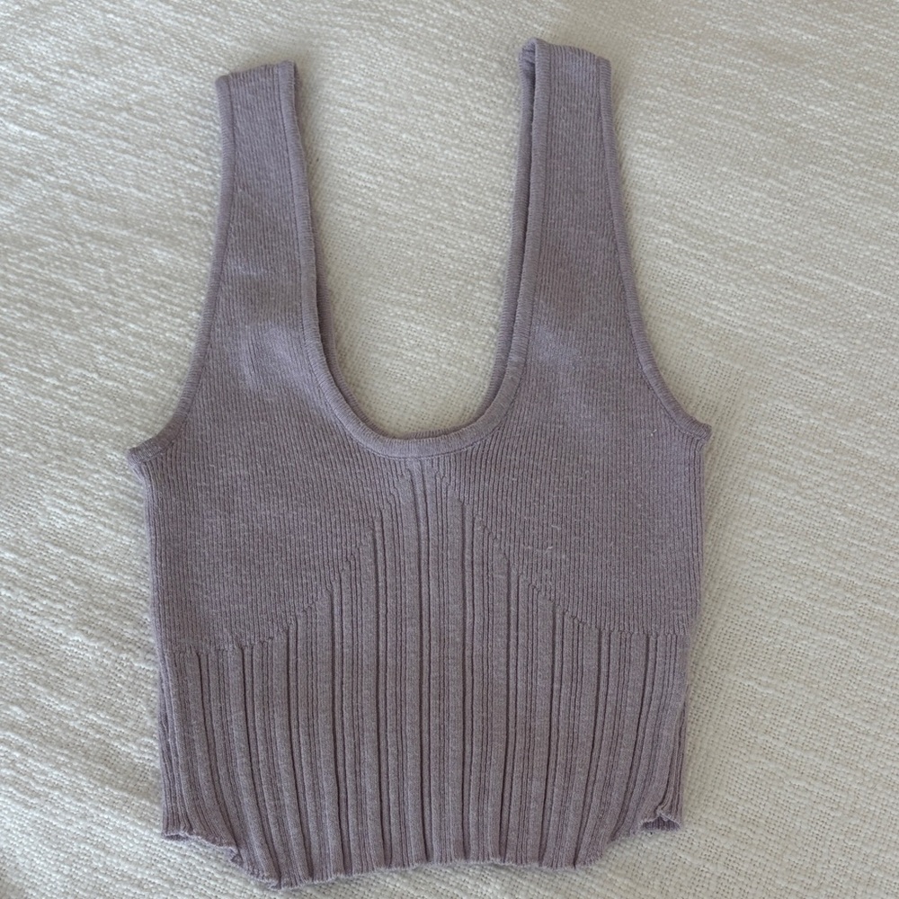 PacSun LA Hearts Ribbed Scoop Cropped Tank Top - Lavender